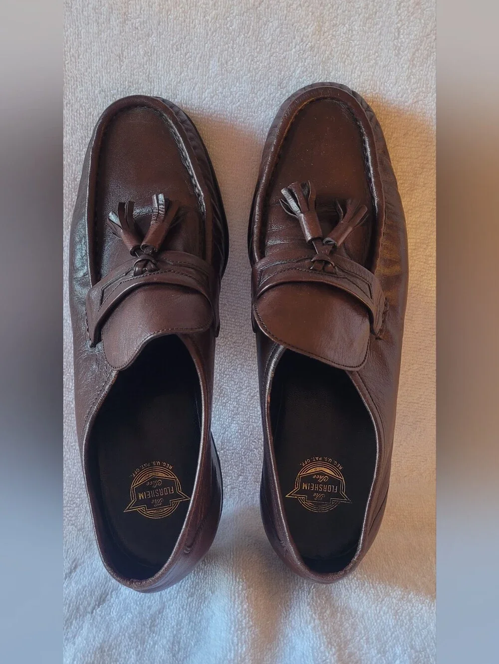 Vintage Florsheim Men's Brown Leather Tassel Loafers Slip-On 8D Excellent